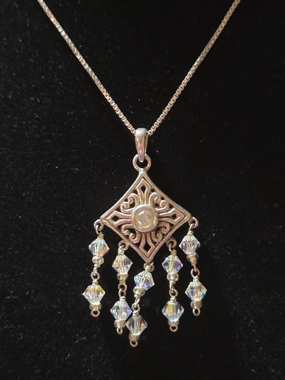 925 Sterling Vintage Filigree Pendant Necklace
